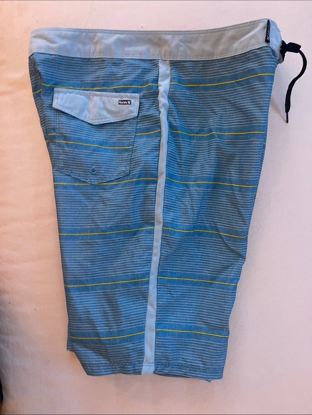 Hurley Blue Board Shorts with Yellow Stripe Accents Size 18/29